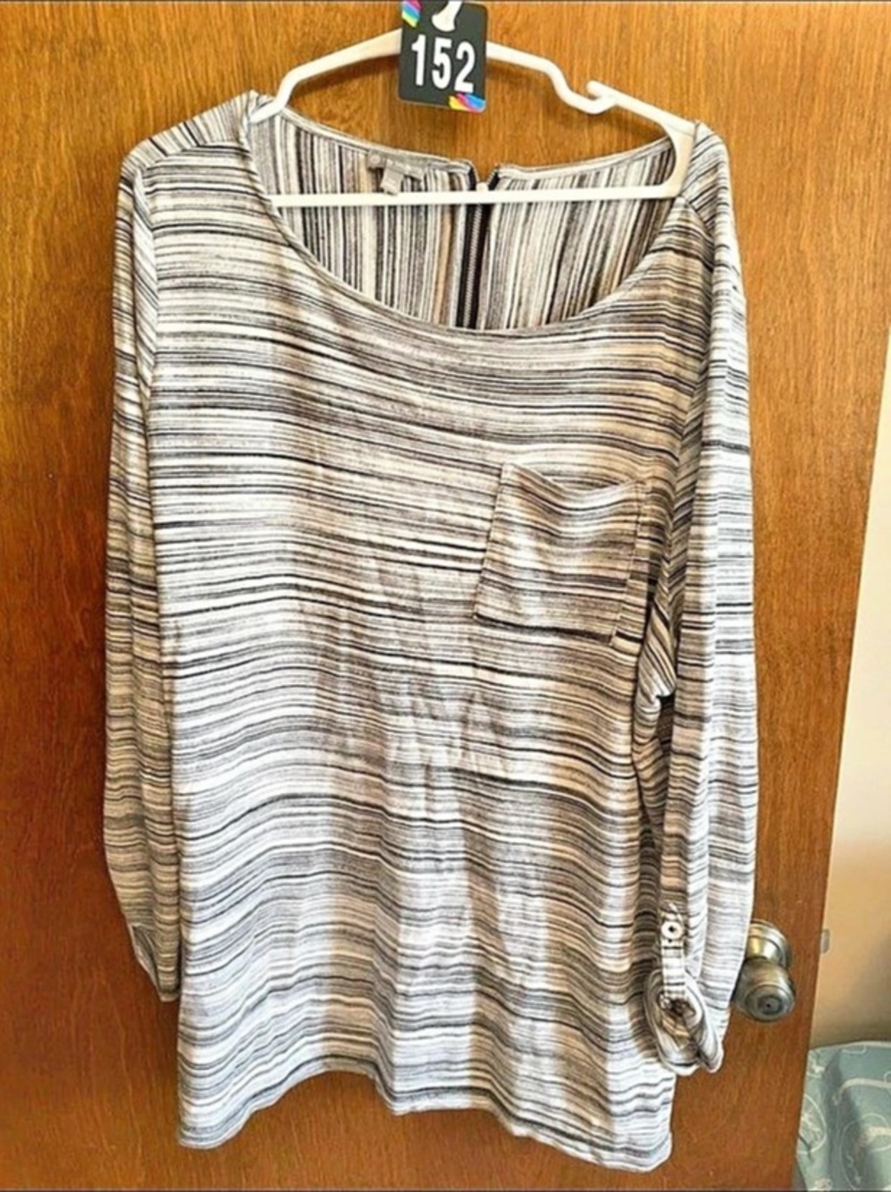 Talbots Women's Abstract Tunic Gray & White Size XL Like New